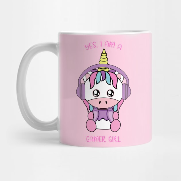 Yes i am a gamer girl, cute unicorn by JS ARTE